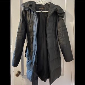 Belted Quilted Coat Dark Grey